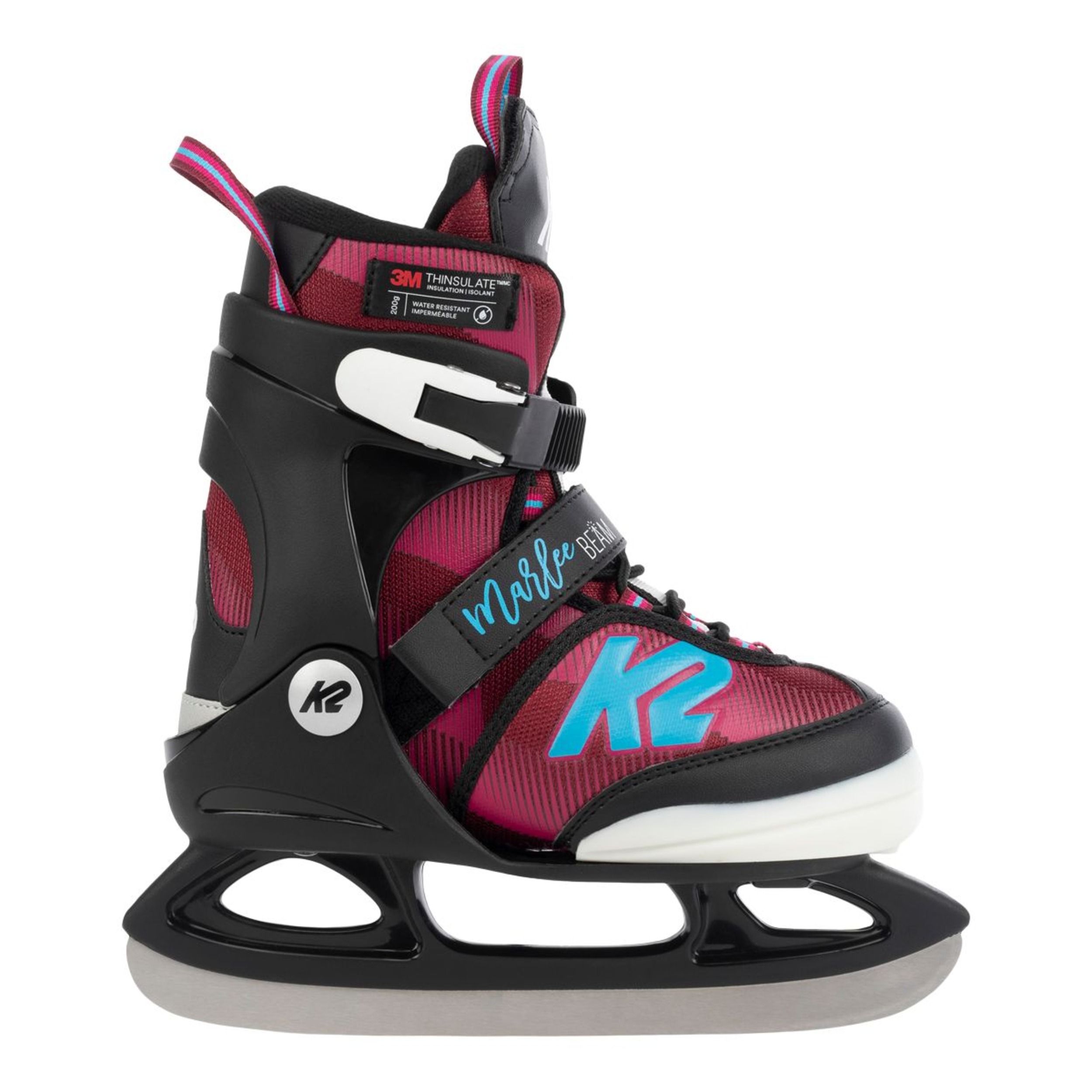 K2 Girls' Marlee Beam Adjustable Light-Up Ice Skates with Hockey Blades