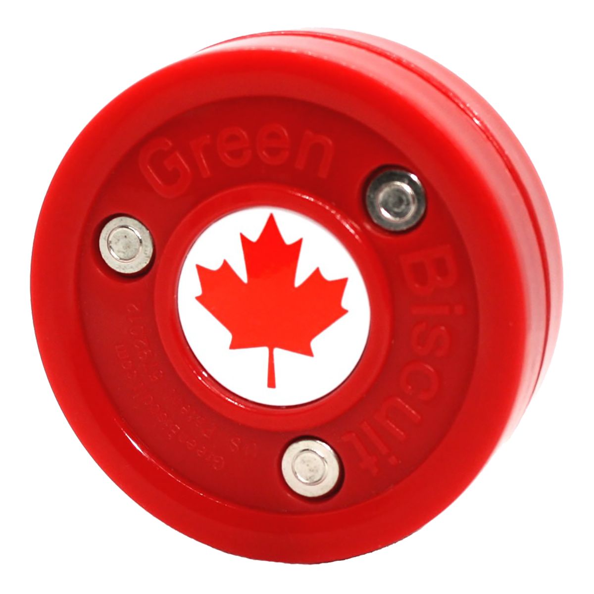 Image of Green Biscuit Canada Flag Off-Ice Puck