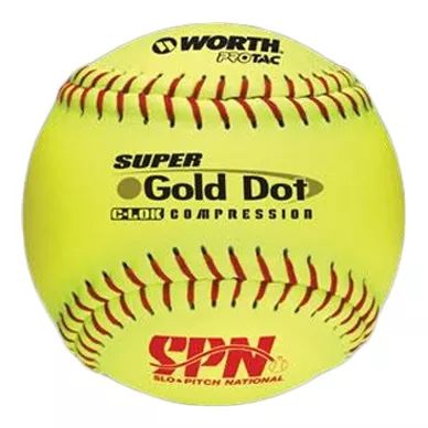 Worth Super Gold Dot Slow Pitch Ball - 12"