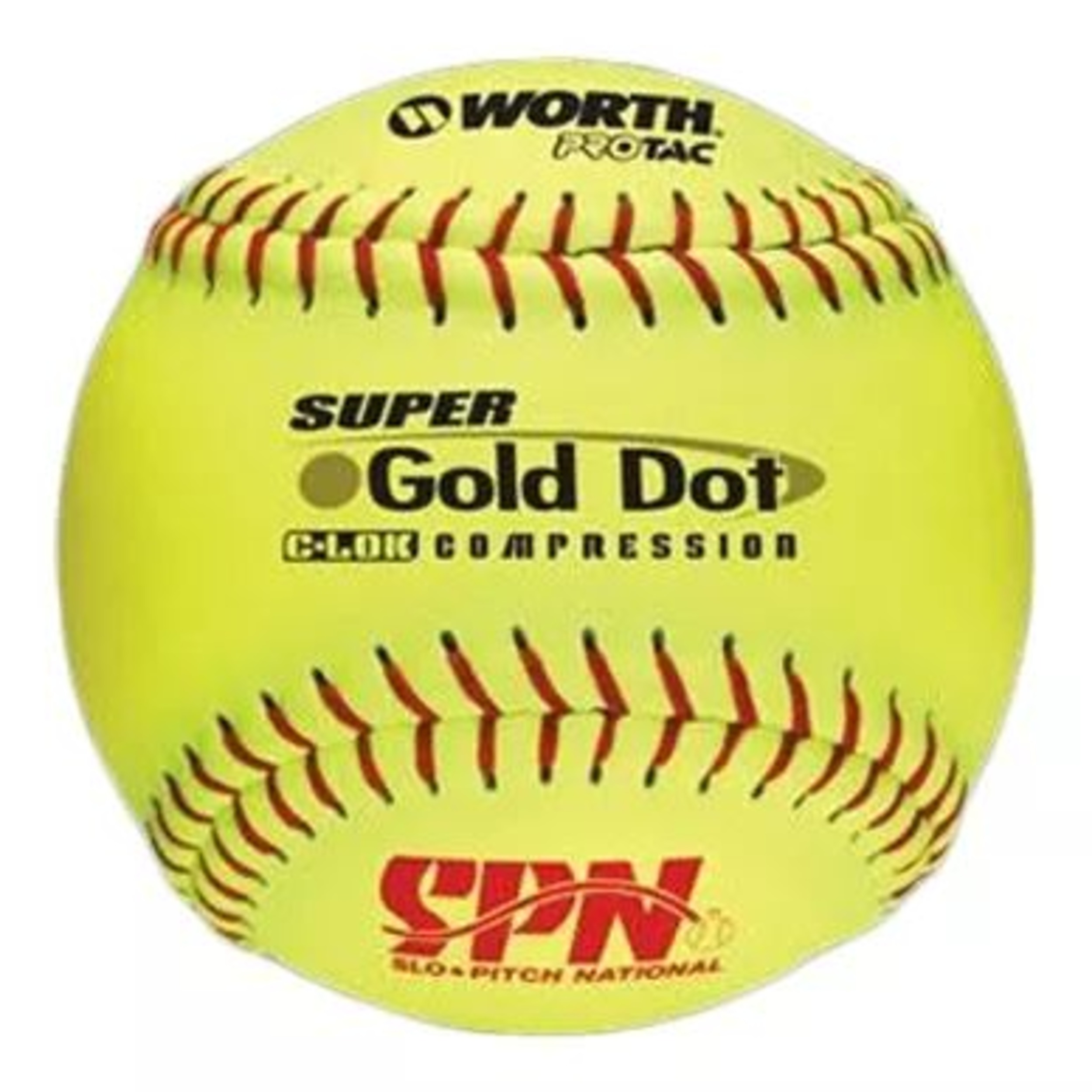 Worth Super Gold Dot Slowpitch 12" Softball Front_Flat