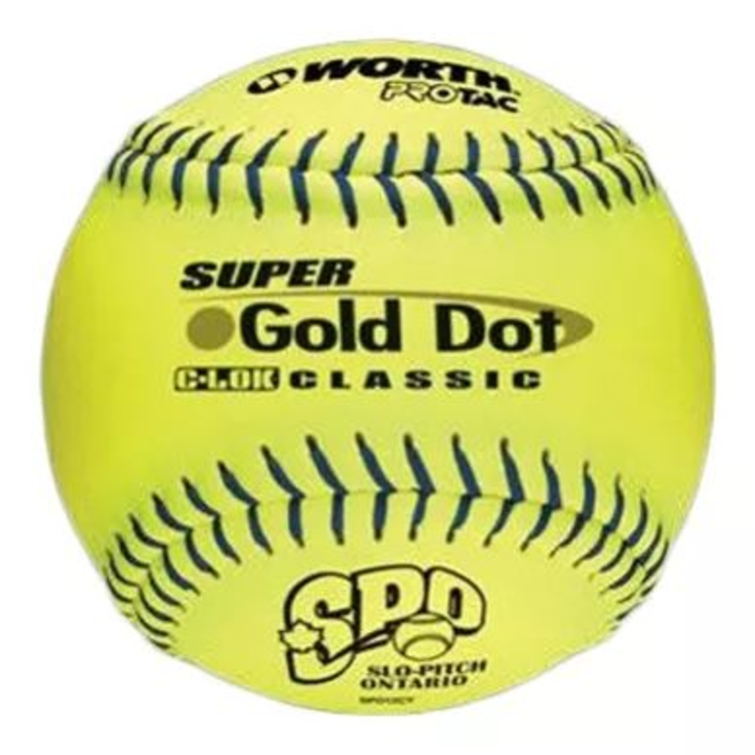 Worth Super Gold Dot Classic 12" Optic Yellow Softball Front_Flat