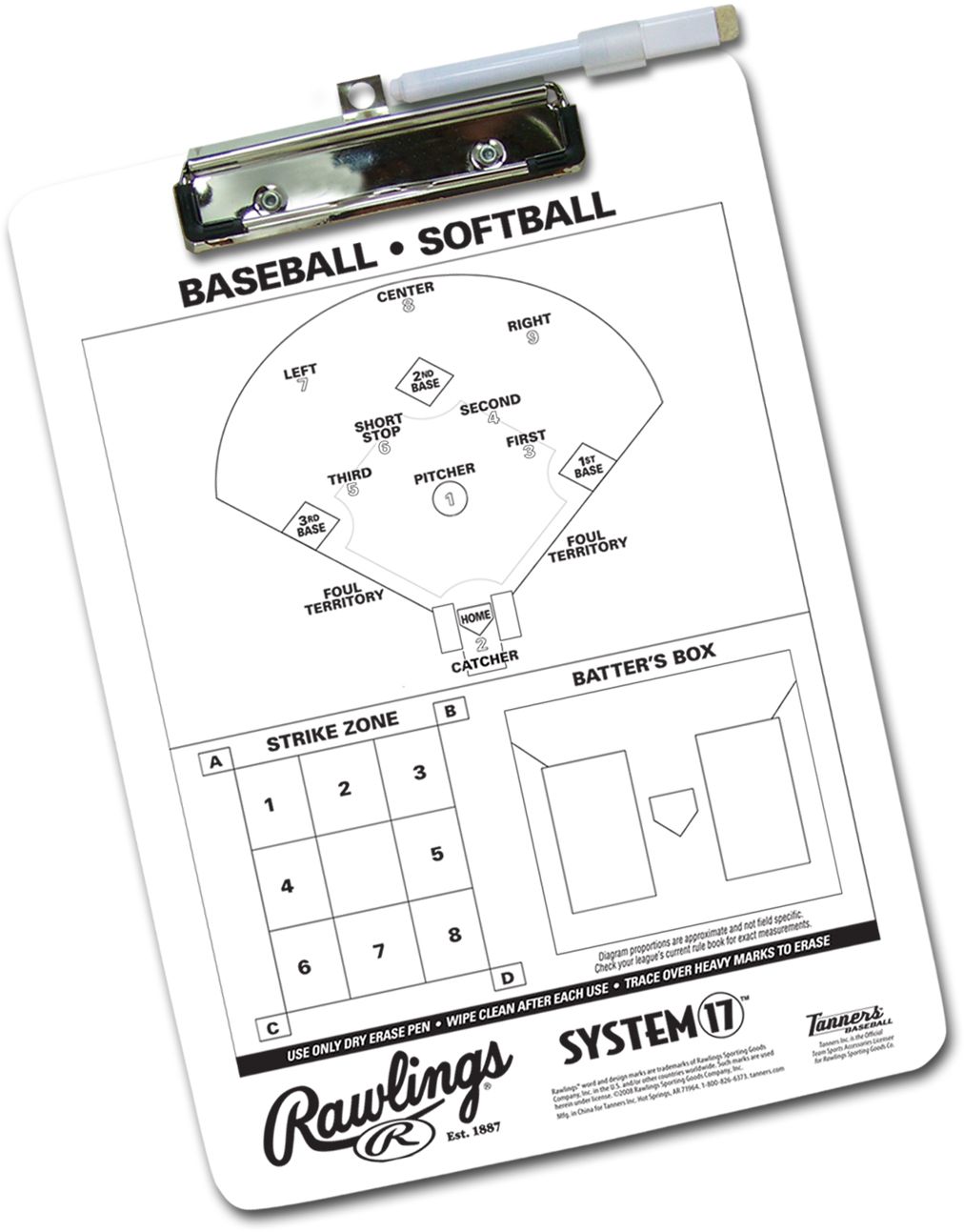 Rawlings System 17 Coach's Clipboard Overhead_Flat
