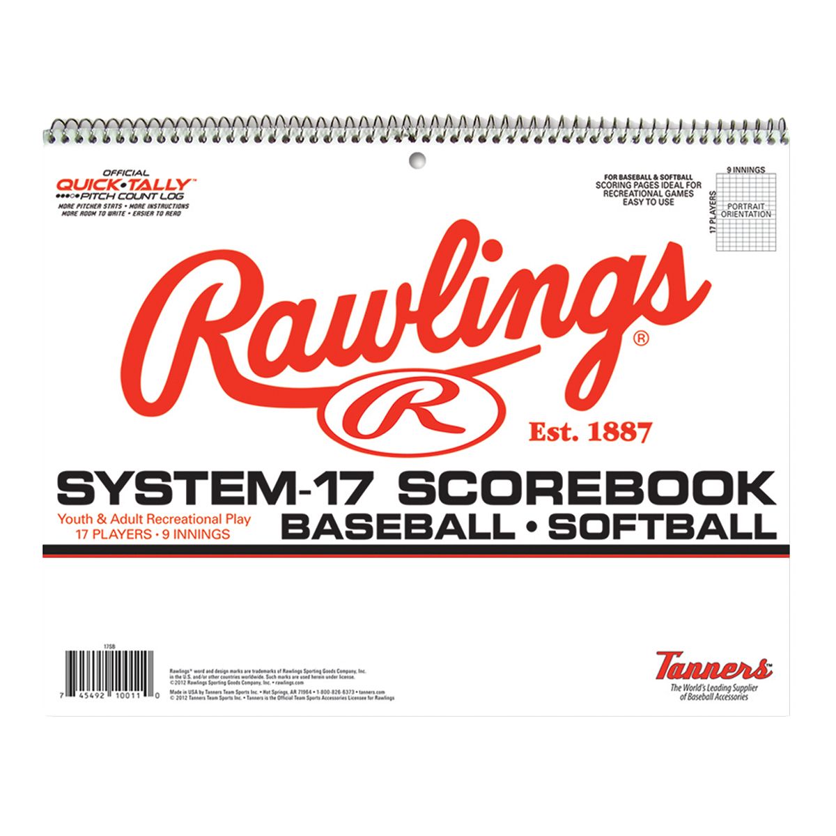 Rawlings System-17 Scorebook Front_Flat