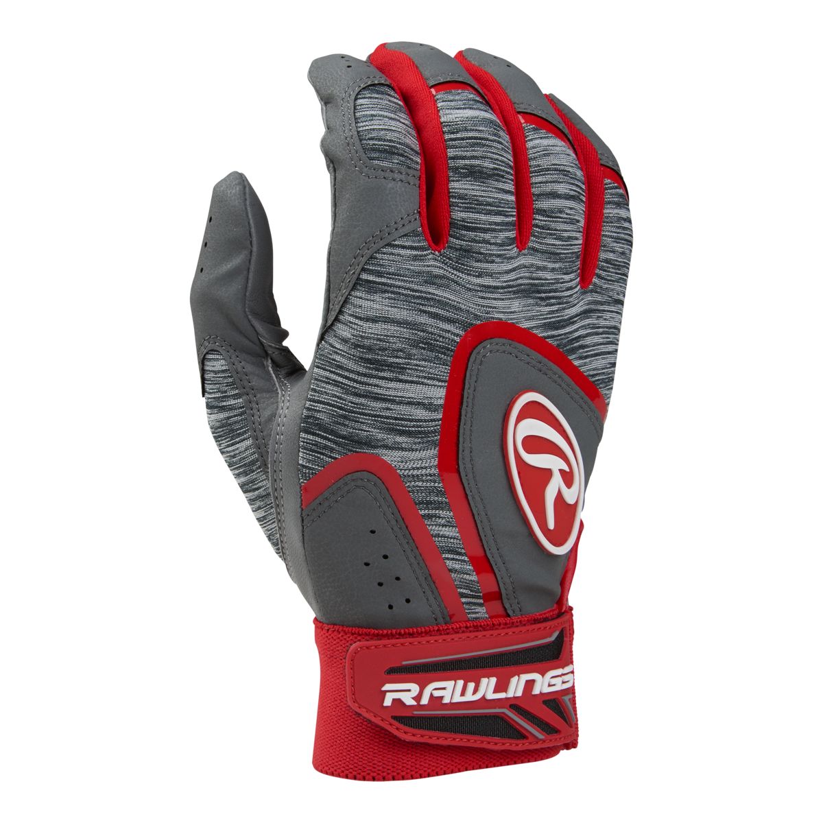 Rawlings 5150 Adult Baseball Batting Gloves - Scarlet Red/Grey
