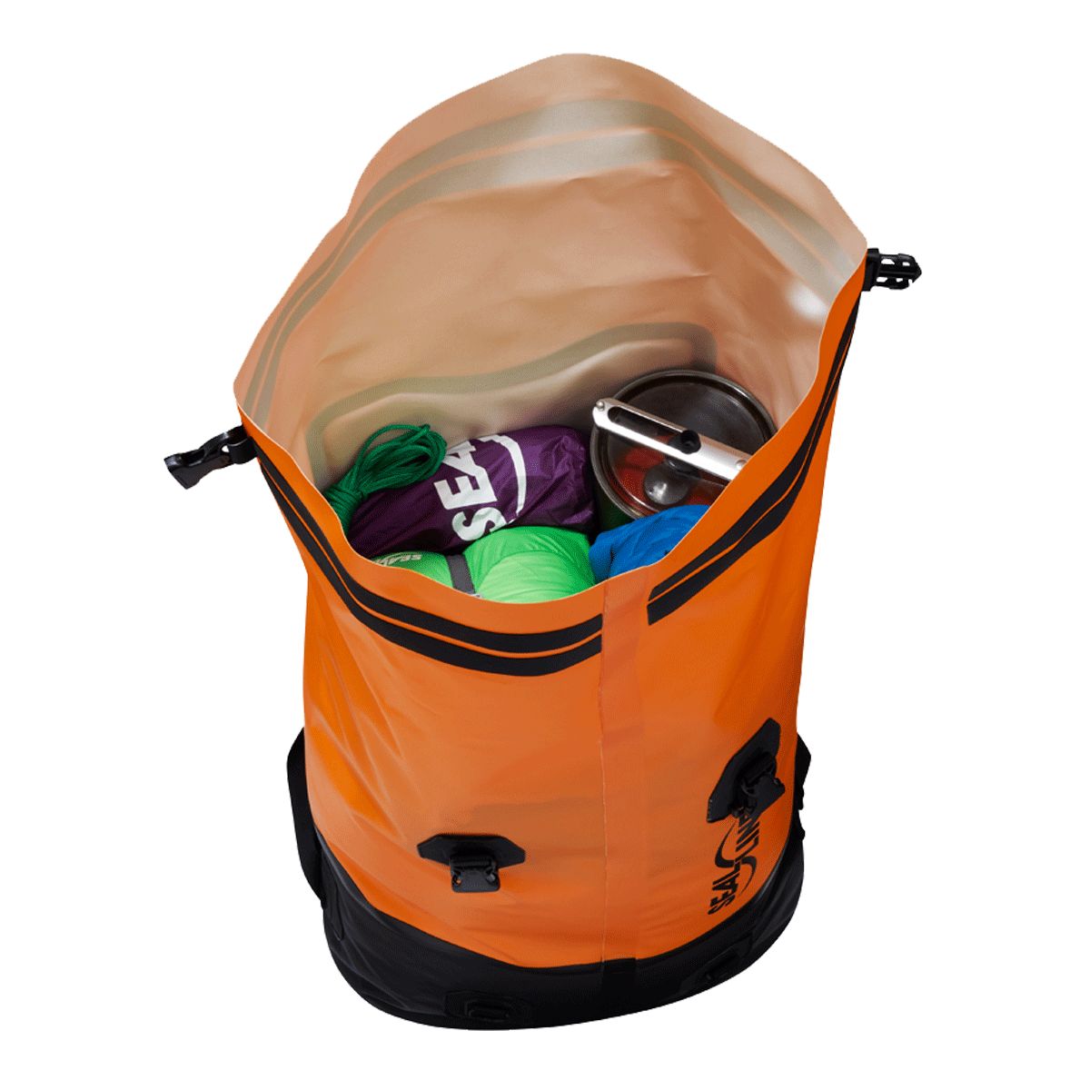 SealLine Pro 70L Dry Pack - Orange Overhead_Plunge
