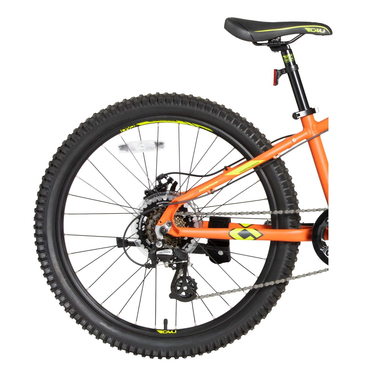 Diamondback Kids' Flowdown 24" Junior Mountain Bike, 7 Speed, Aluminum Frame, Mechanical Disc Brakes,
