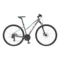 GT Women's Transeo Comp Low-Step 700c Hybrid Bike, 21 Speed, Aluminum Frame, Mechanical Disc Brakes, Commuter Side_Right