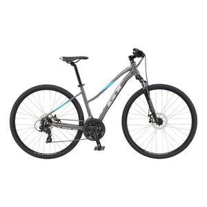 GT Women's Transeo Comp Low-Step 700c Hybrid Bike, 21 Speed, Aluminum Frame, Mechanical Disc Brakes, Commuter