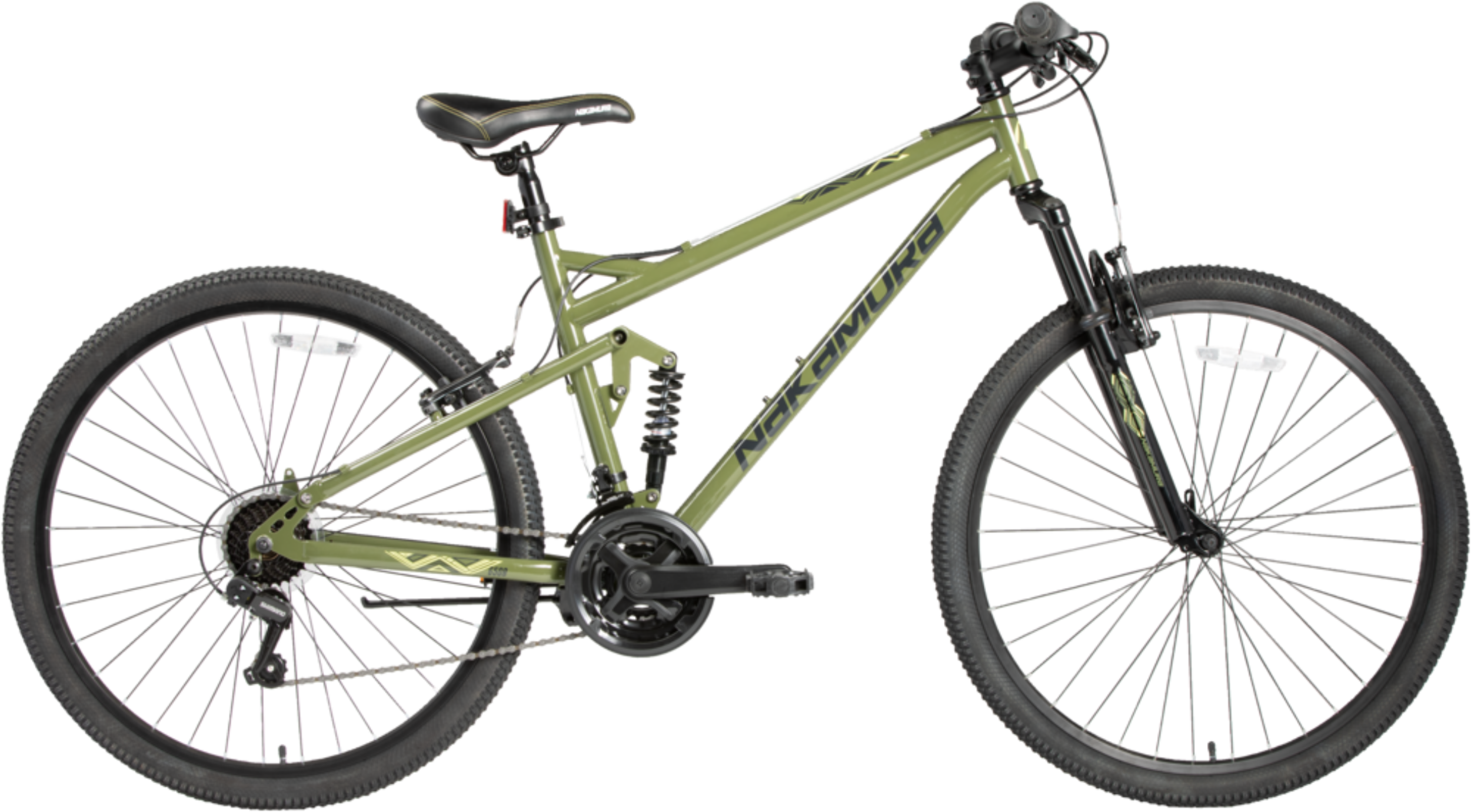 Nakamura Monster 27.5" Mountain Bike, 21 Speed, Steel Frame, Rim Brakes, Full Suspension