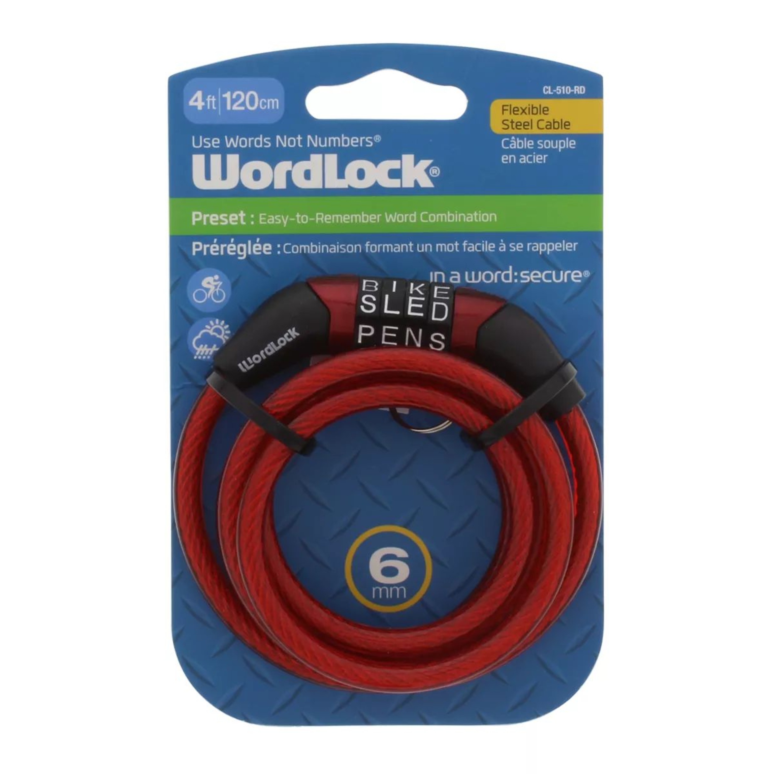 WordLock 6mm Cable Lock, Bike, Combination SportChek