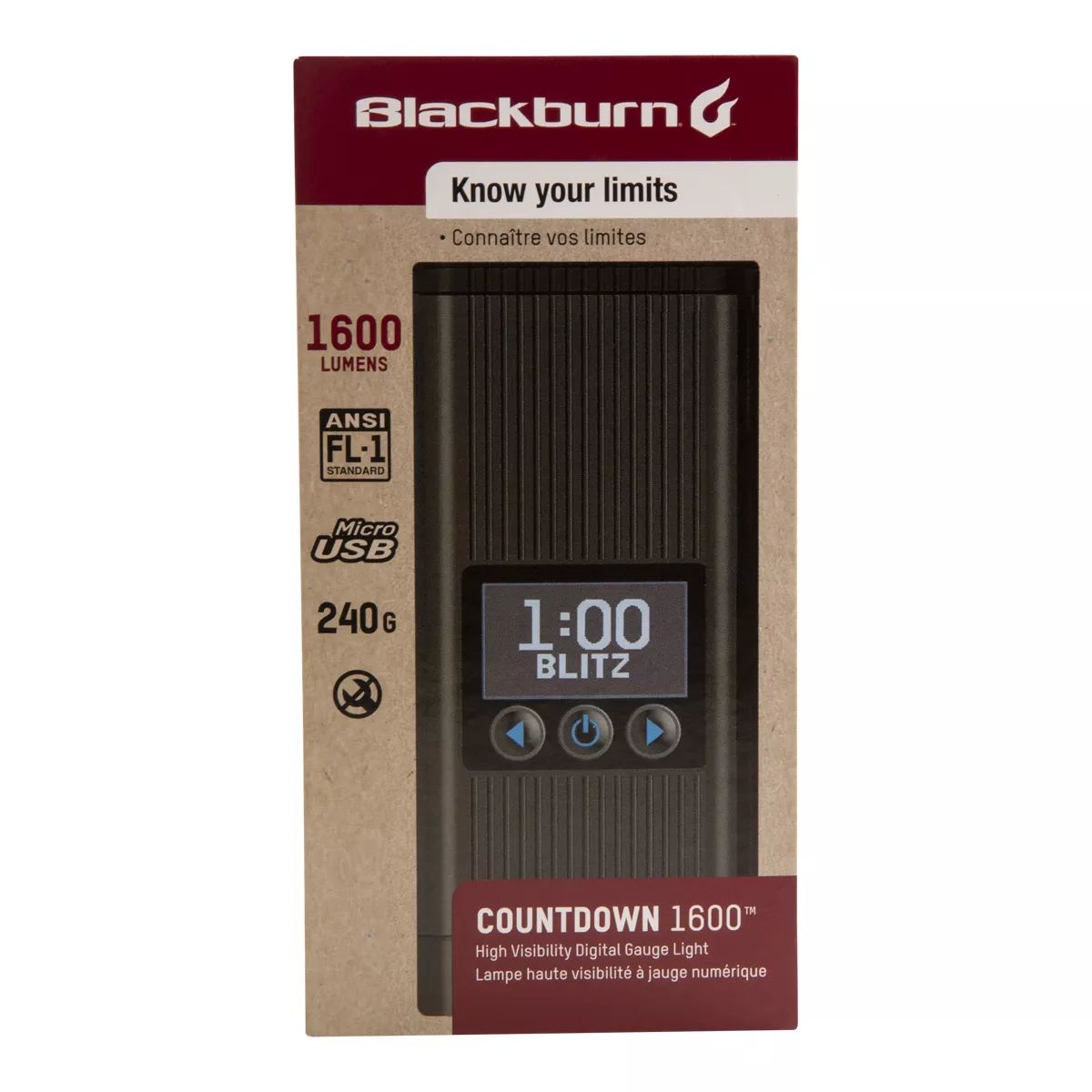 BLACKBURN Countdown 1600 High Lumen Bike Front Light Front_Flat