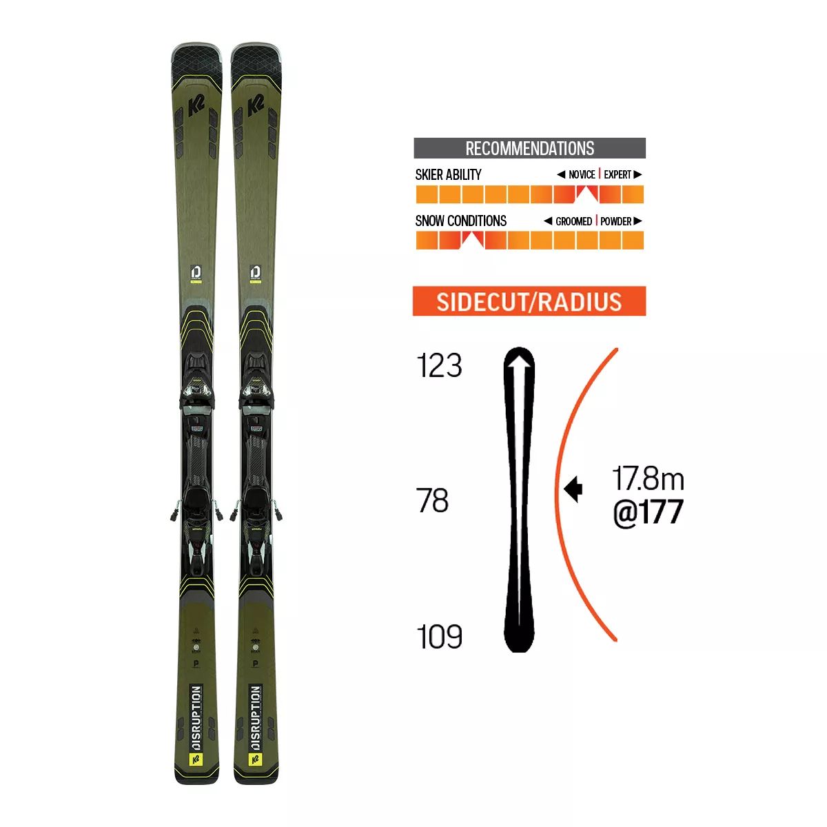 K2 Disruption 78TI Men's Skis 2020/21 & Marker MXC 12 TCX LT Bindings