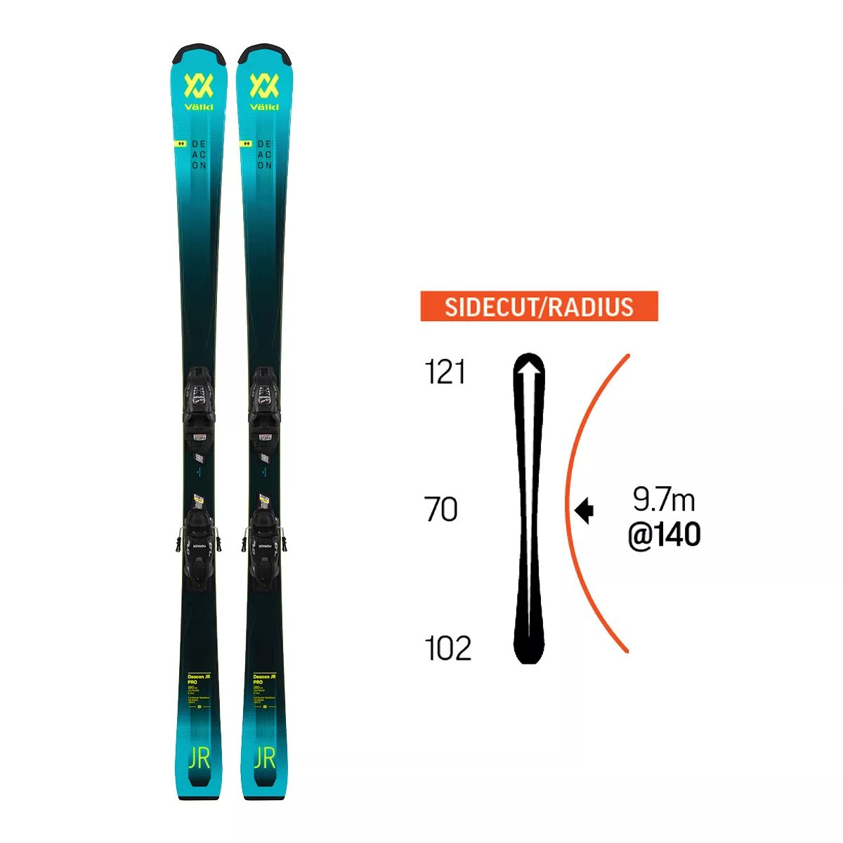 Volkl Deacon Pro Junior Skis 2020/21 & Marker 7.0 Vmotion R Junior Bindings