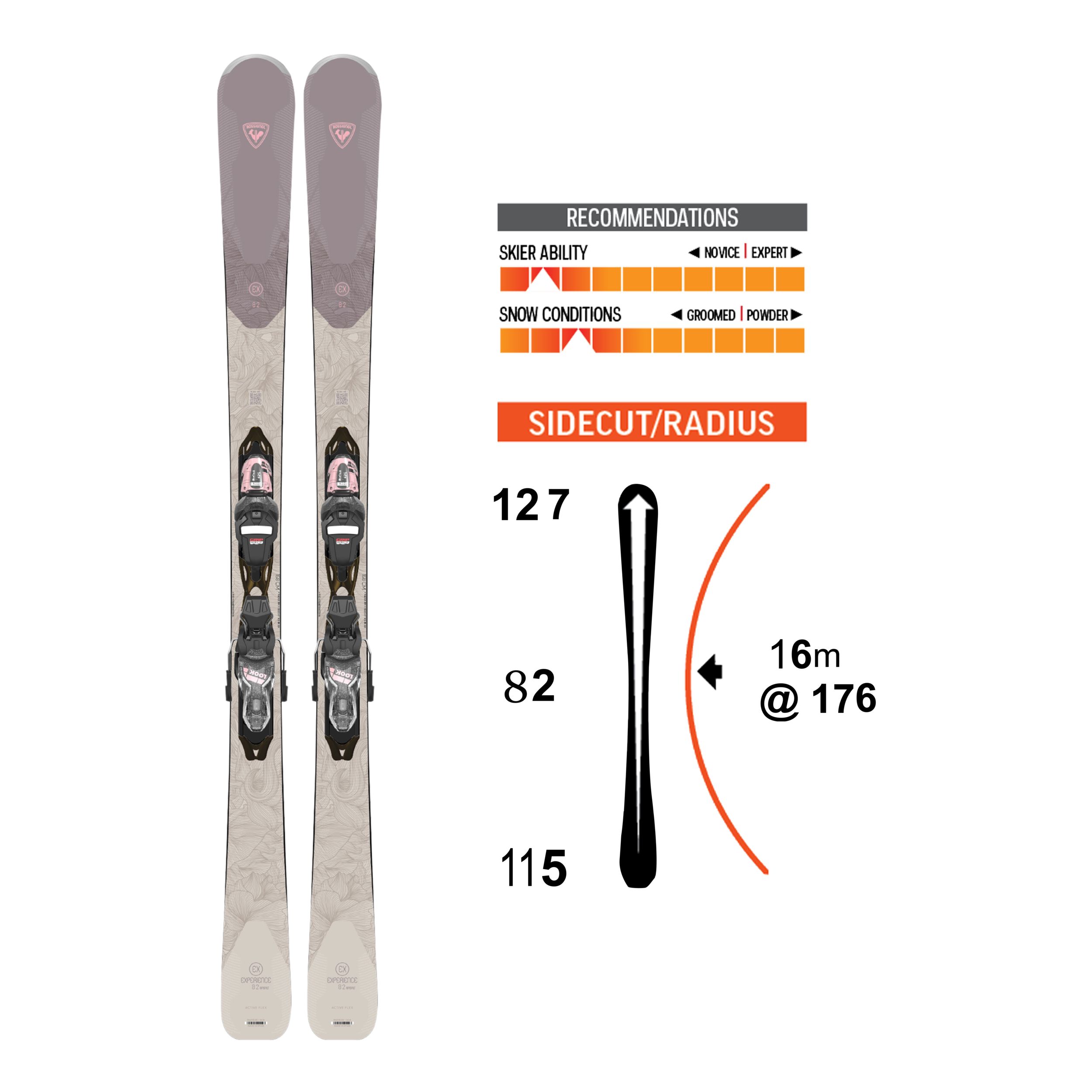 Rossignol Experience 82 Basalt Women's Skis 2022 & Look Xpress W 11 GW Bindings