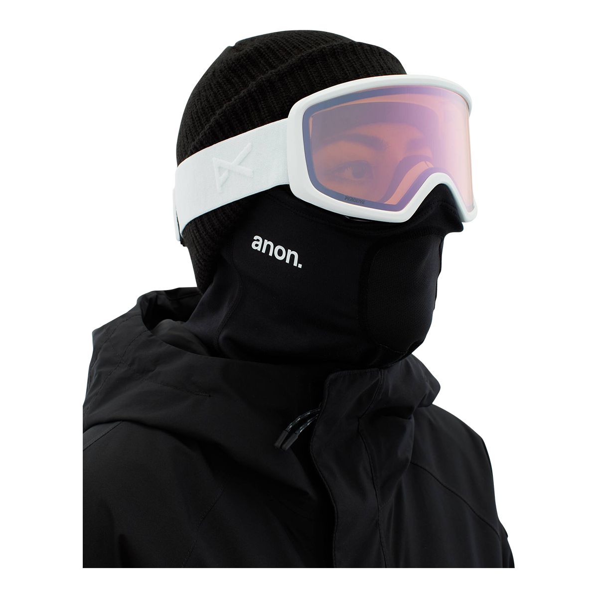 Anon Deringer MFI Women's Ski & Snowboard Goggles 2021/22 White with Lens: Perceive Cloudy Pink Lens + Bonus Lens Front_Angled_Right