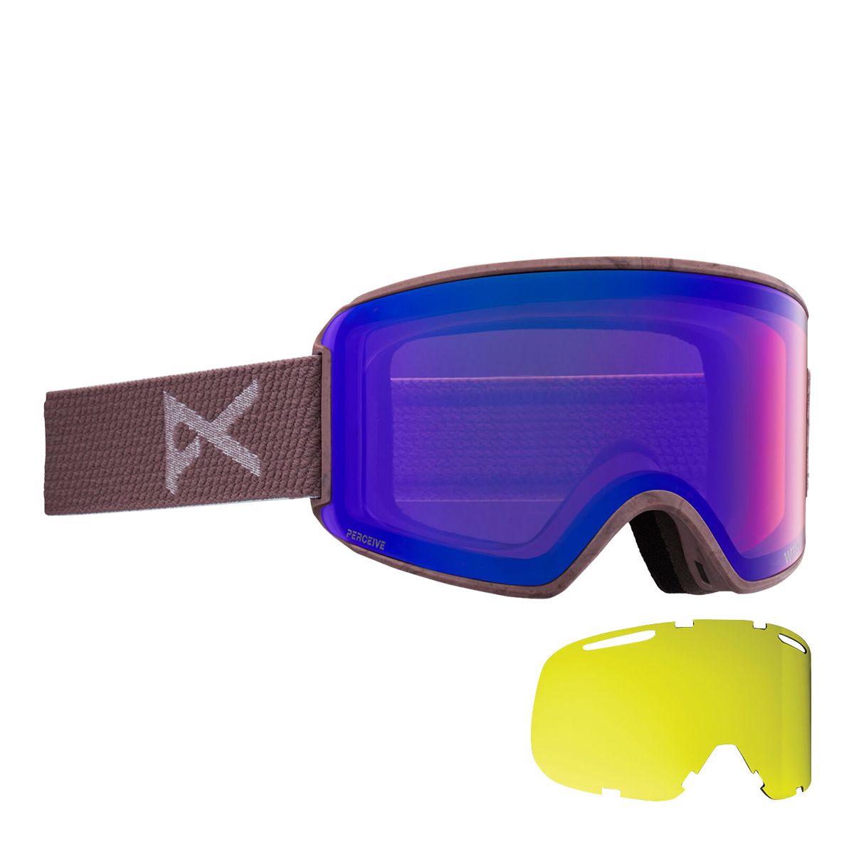 Anon WM3 MFI Women's Ski & Snowboard Goggles 2021/22 Purple with Perceive Variable Violet Lens + Bonus Lens Front_Three_Fourths_Angled_Right