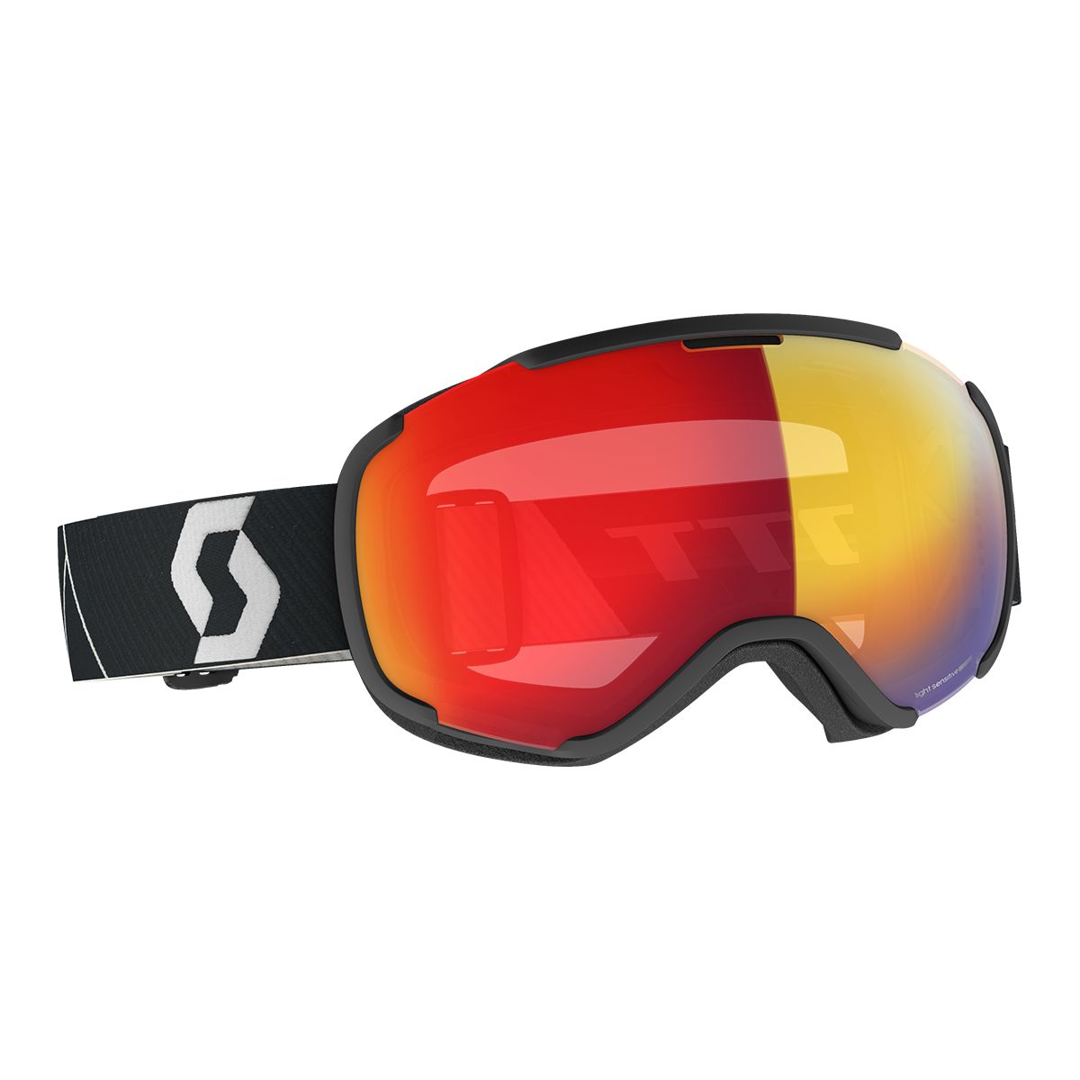Scott Faze II Light Sensitive Ski & Snowboard Goggles 2021/22 Black with Red Chrome Lens