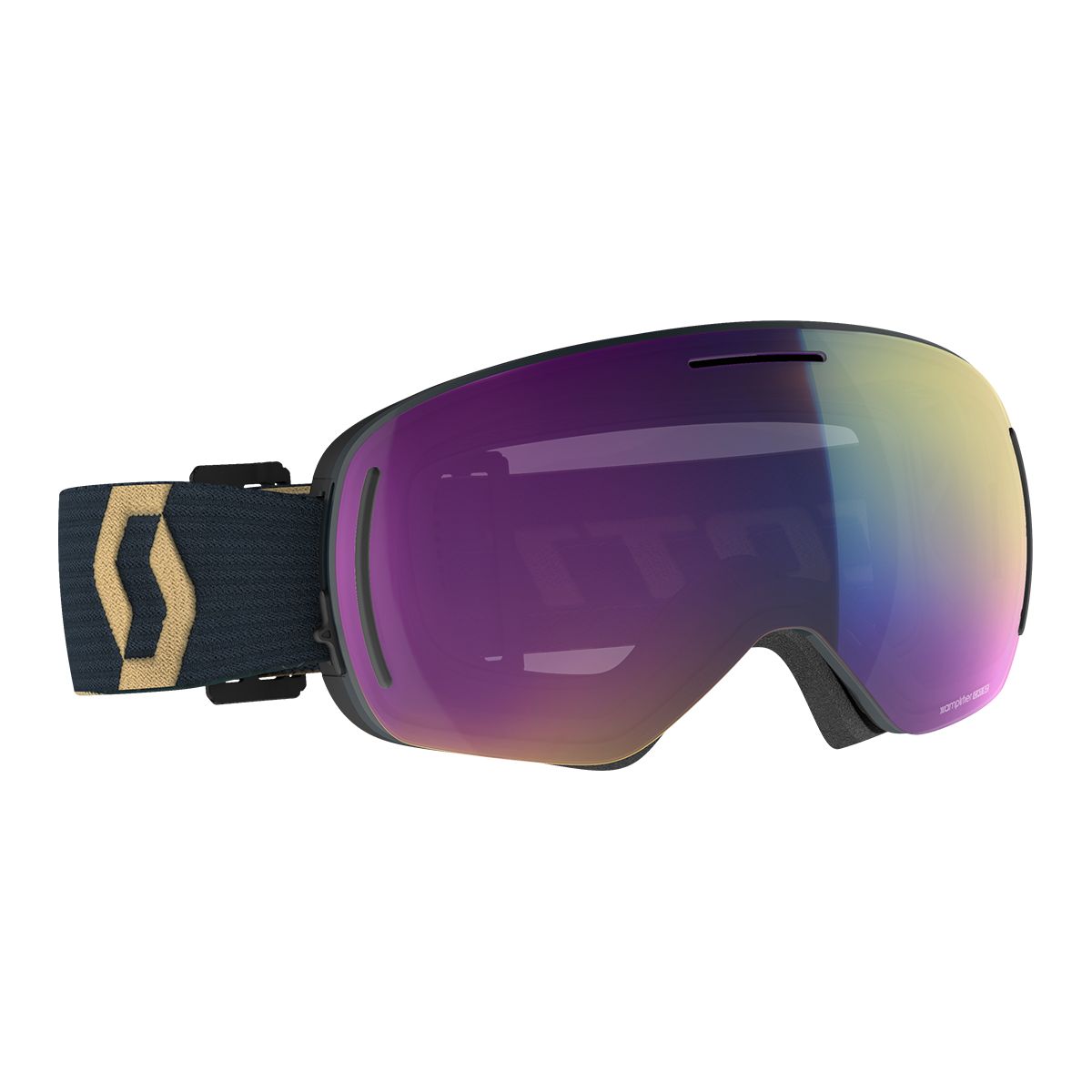 SCOTT LCG EVO Ski & Snowboard Goggles 2021/22 Team Beige with Teal Chrome Lens + Bonus Lens Front_Three_Fourths_Angled_Right