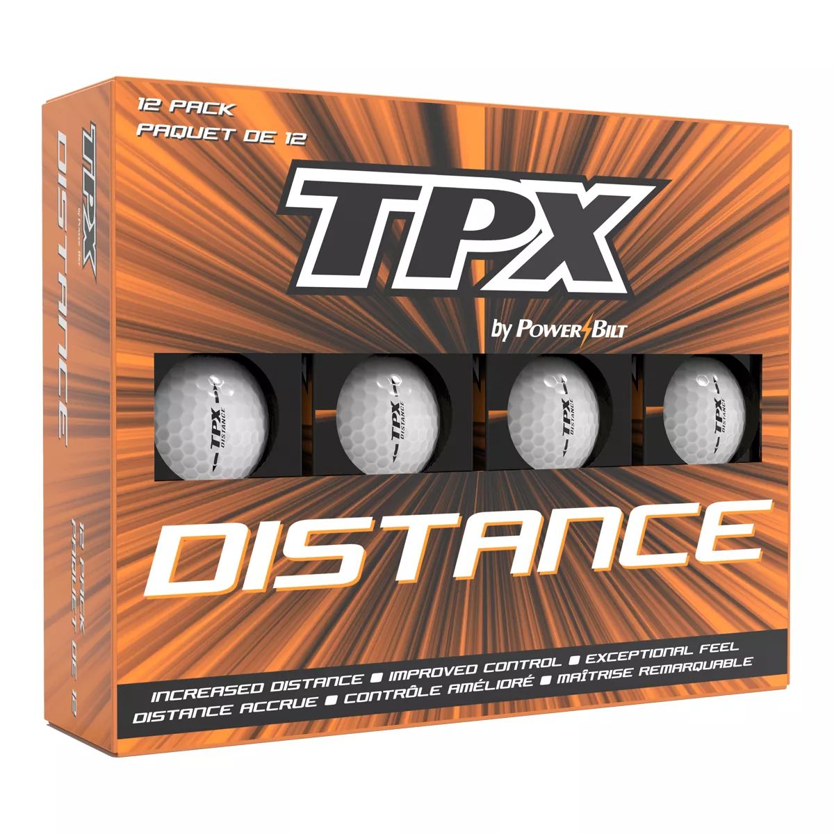 Powerbilt Distance Golf Balls, 12 Pack Front_Angled_Right
