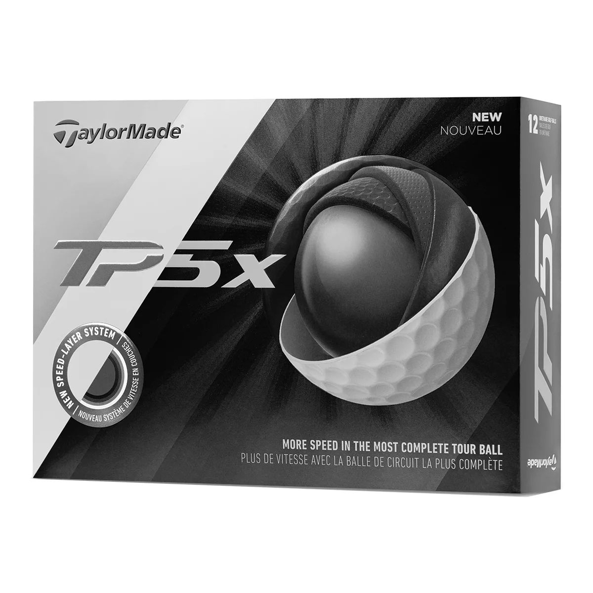 Taylormade TP5X Golf Balls, 12 Pack Front_Angled_Left