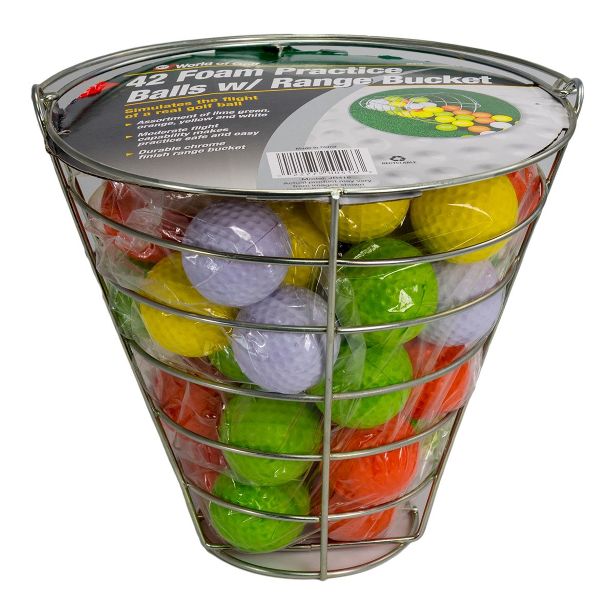 JEF GOLF Range Bucket with 42 Foam Balls Front_Elevated