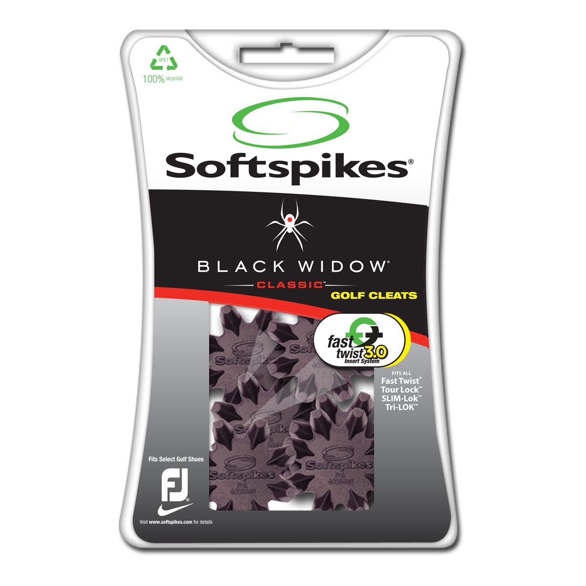 Soft Spikes Black Widow Fast Twist 3.0 Soft Golf Spikes 18-pack