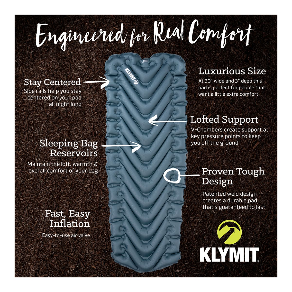 KLYMIT Static V Luxe Sl™ Luxury Sleeping Pad Overhead_Flat