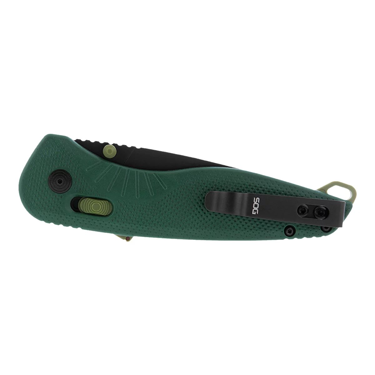 SOG Aegis Forest Moss Clip Point Blade Folding Knife Back_Flat