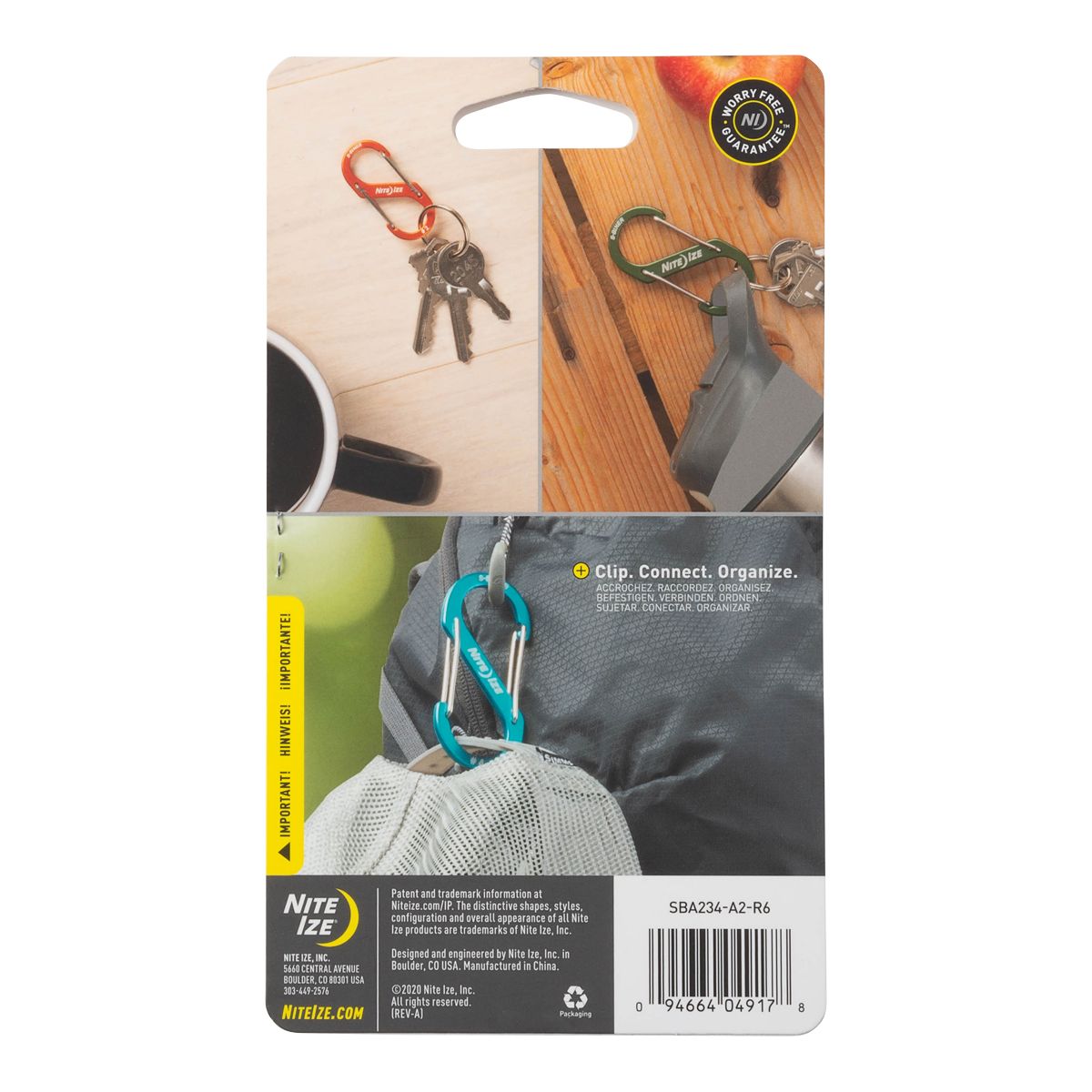 Nite Ize S-Biner Aluminum Dual Carabiner - 3 pk Assorted Back_Flat