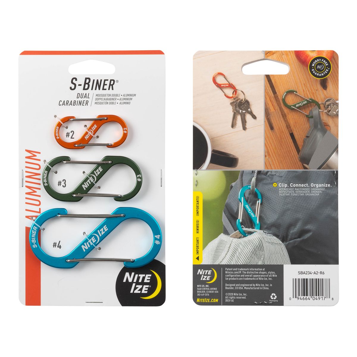 Nite Ize S-Biner Aluminum Dual Carabiner - 3 pk Assorted Composite_or_Mixed