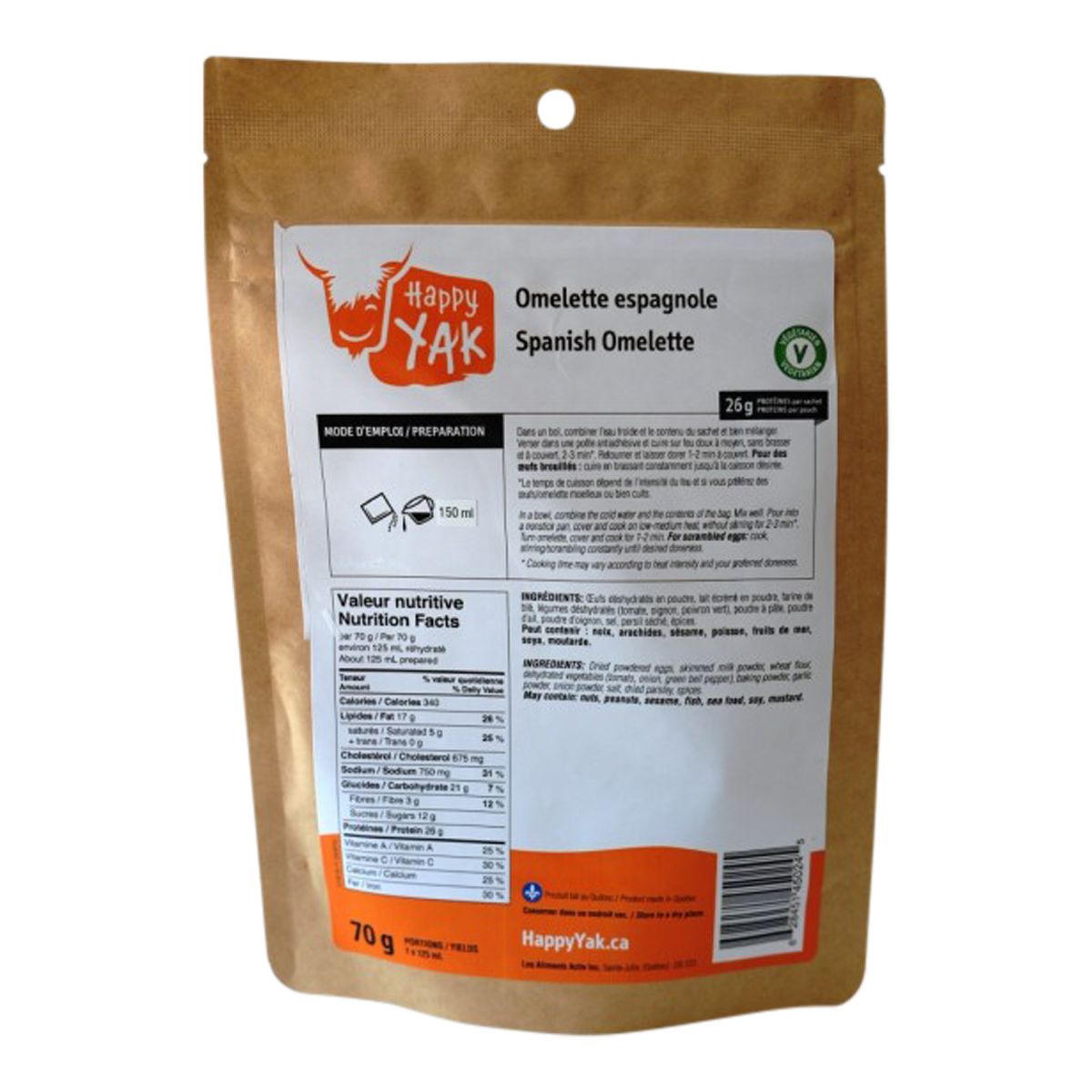 Image of Happy Yak Spanish Omelette Dehydrated Food Package