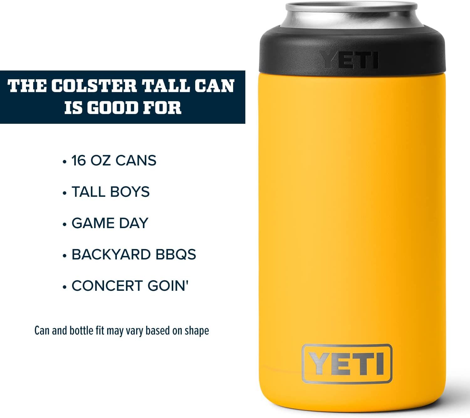 YETI Rambler Tall Can 16 oz Can Sleeve/Koozie, Screw Cap, Insulated Stainless Steel