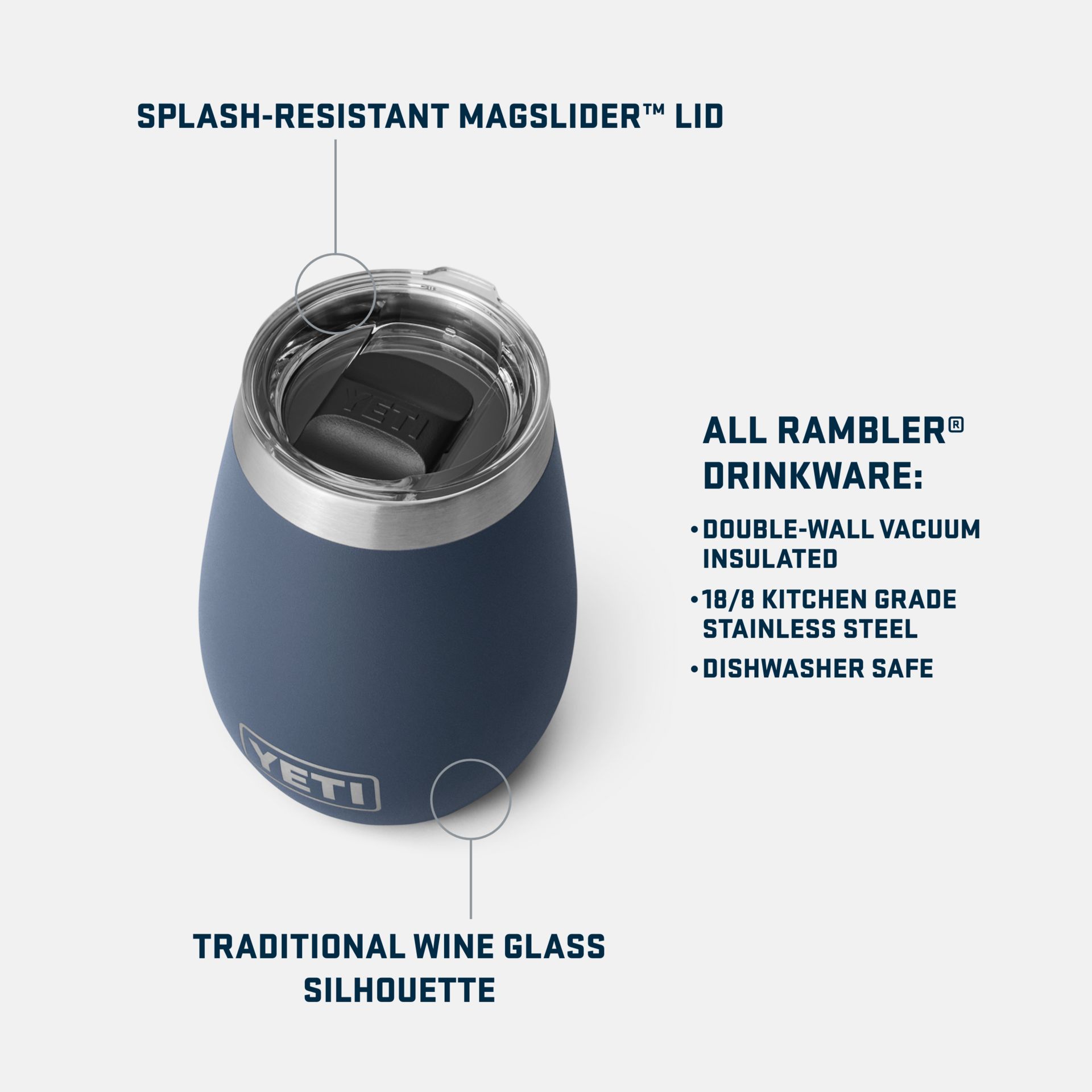 YETI Rambler 10 oz Wine Tumbler, Sliding Lid, Insulated Stainless Steel