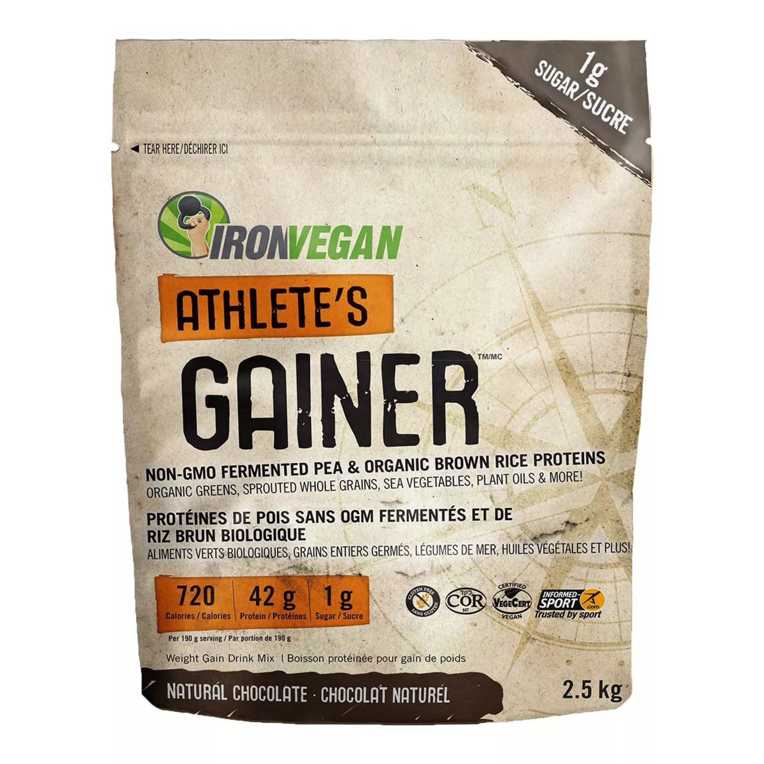Iron Vegan Athlete'S Gainer Chocolate Front_Flat