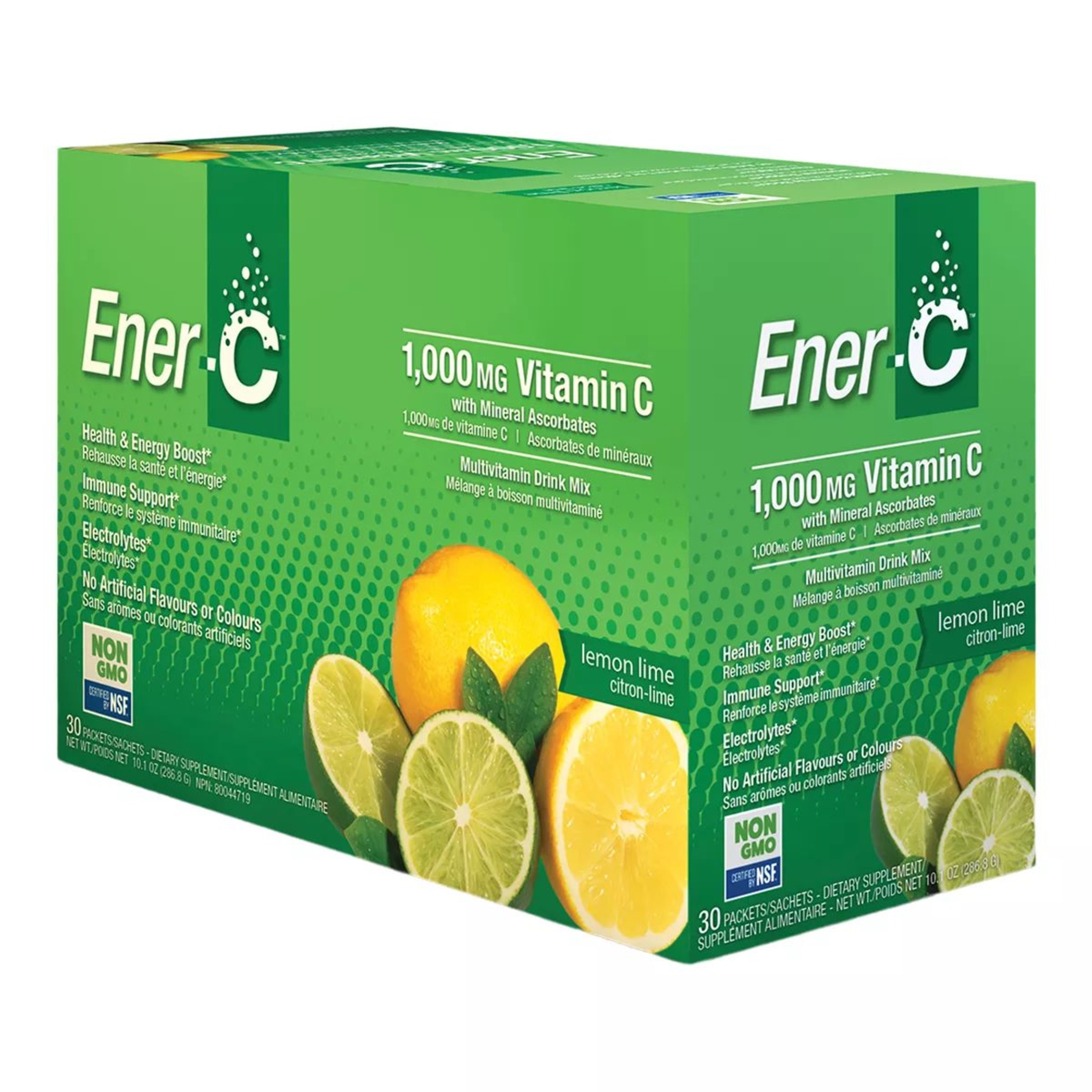 Ener-C Lemon Lime 30 Pack Multivitamin Drink Mix Front_Angled_Left