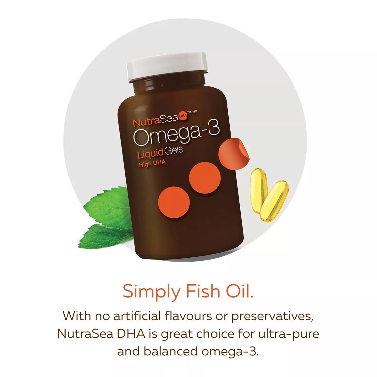 Nature's Way NutraSea Omega-3 DHA Fresh Mint 60 Softgels Front_Flat