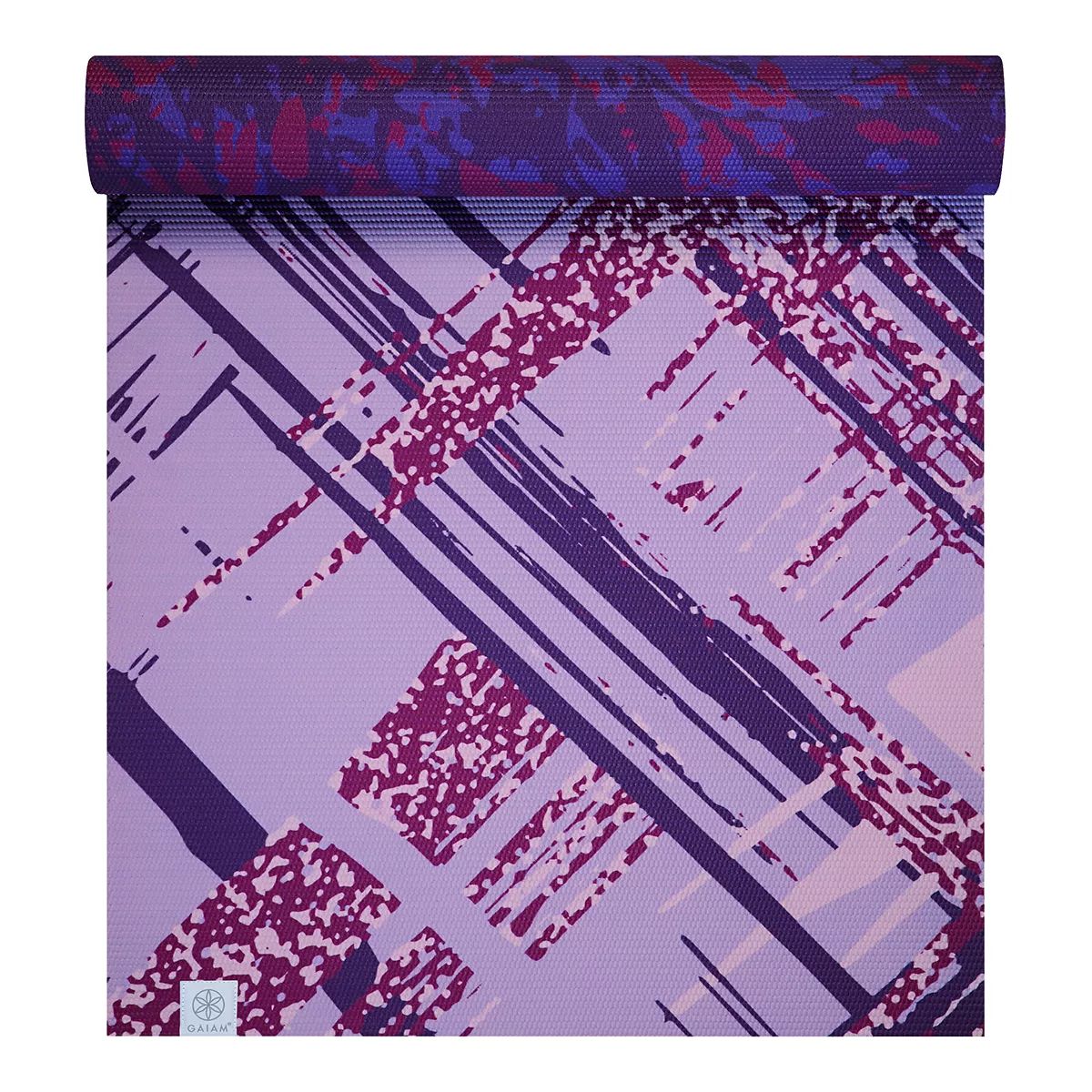 Gaiam Reversible Printed Yoga Mat, 6mm, Latex-Free, Non-Slip Overhead_Flat