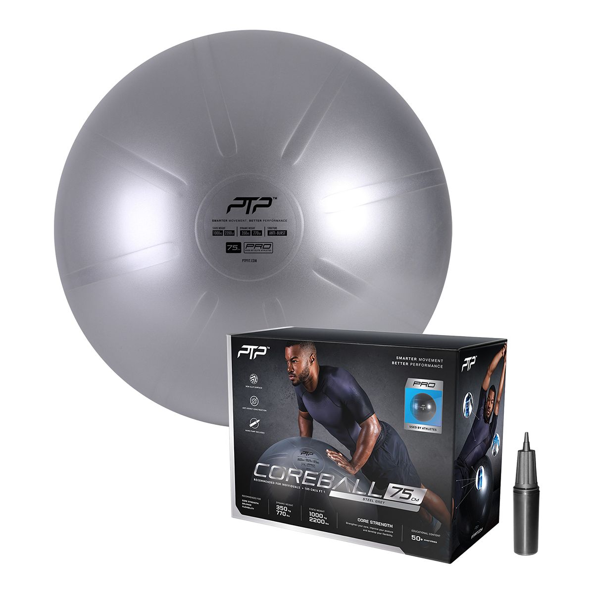 PTP CoreBall Gym Ball - 75 cm/Steel Grey