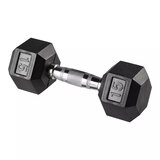 Durahex 15 lb Hex Rubber Dumbbell, Weight, Home Gym Front_Angled_Right