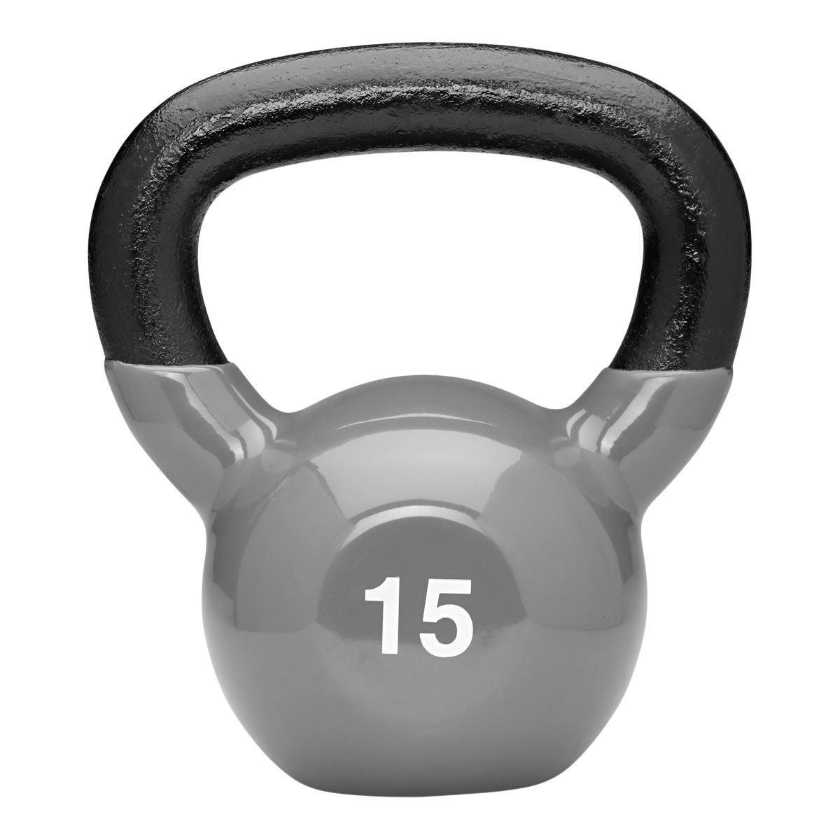 Gaiam 15 lb Vinyl Kettlebell, Weight, Home Gym Front_Flat