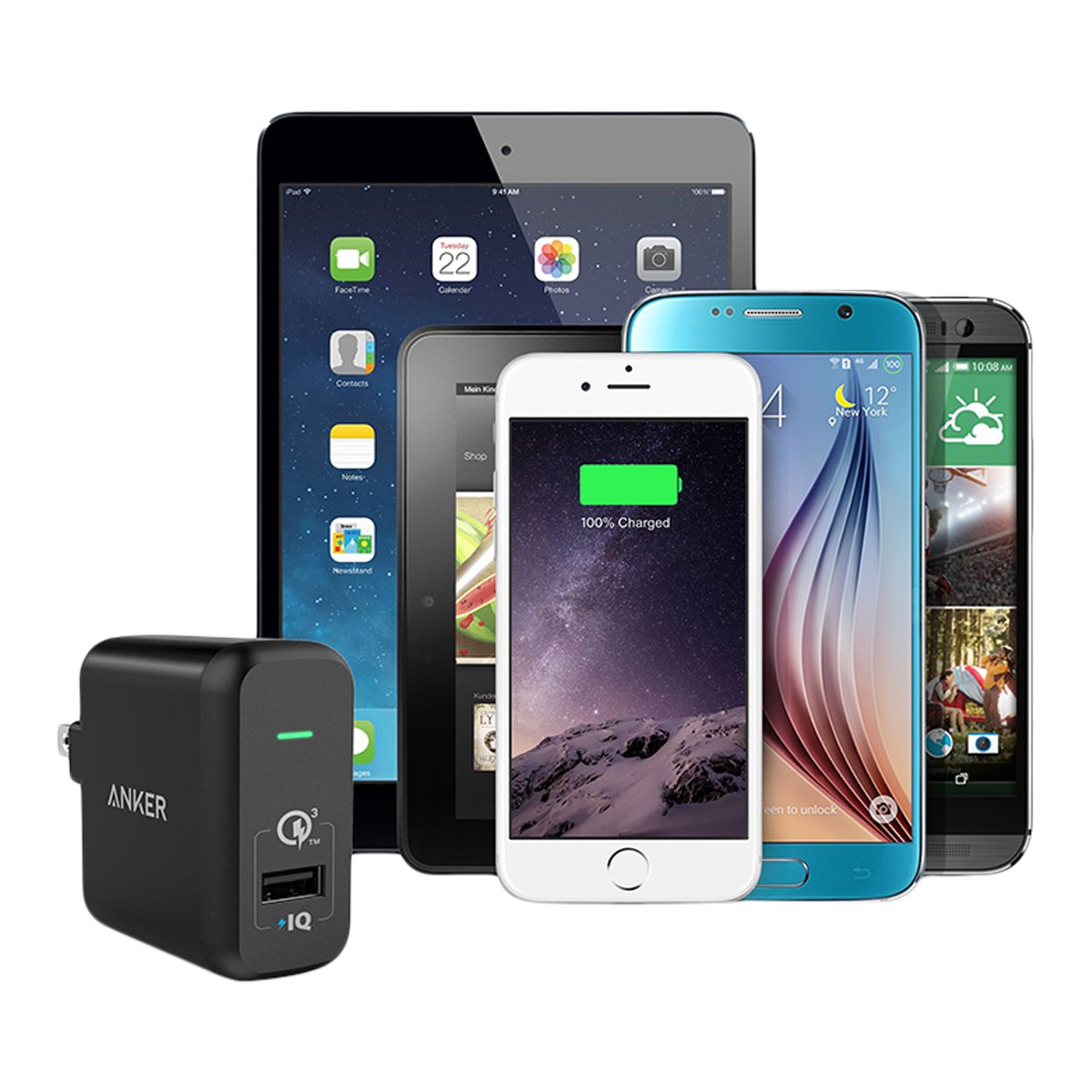 Anker PowerPort+ 1 with Quick Charge 3.0 Front_Three_Fourths_Angled_Right