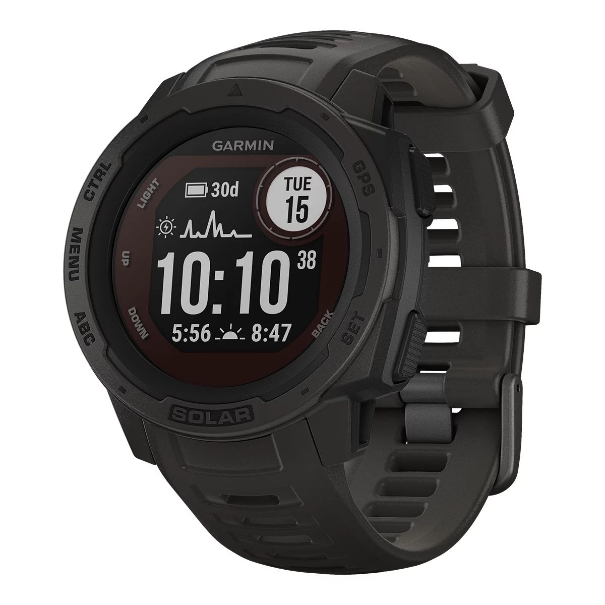 Garmin Instinct Solar-Powered Rugged Outdoor Smart Watch, 32.258mm, Heart Rate Monitor, GPS