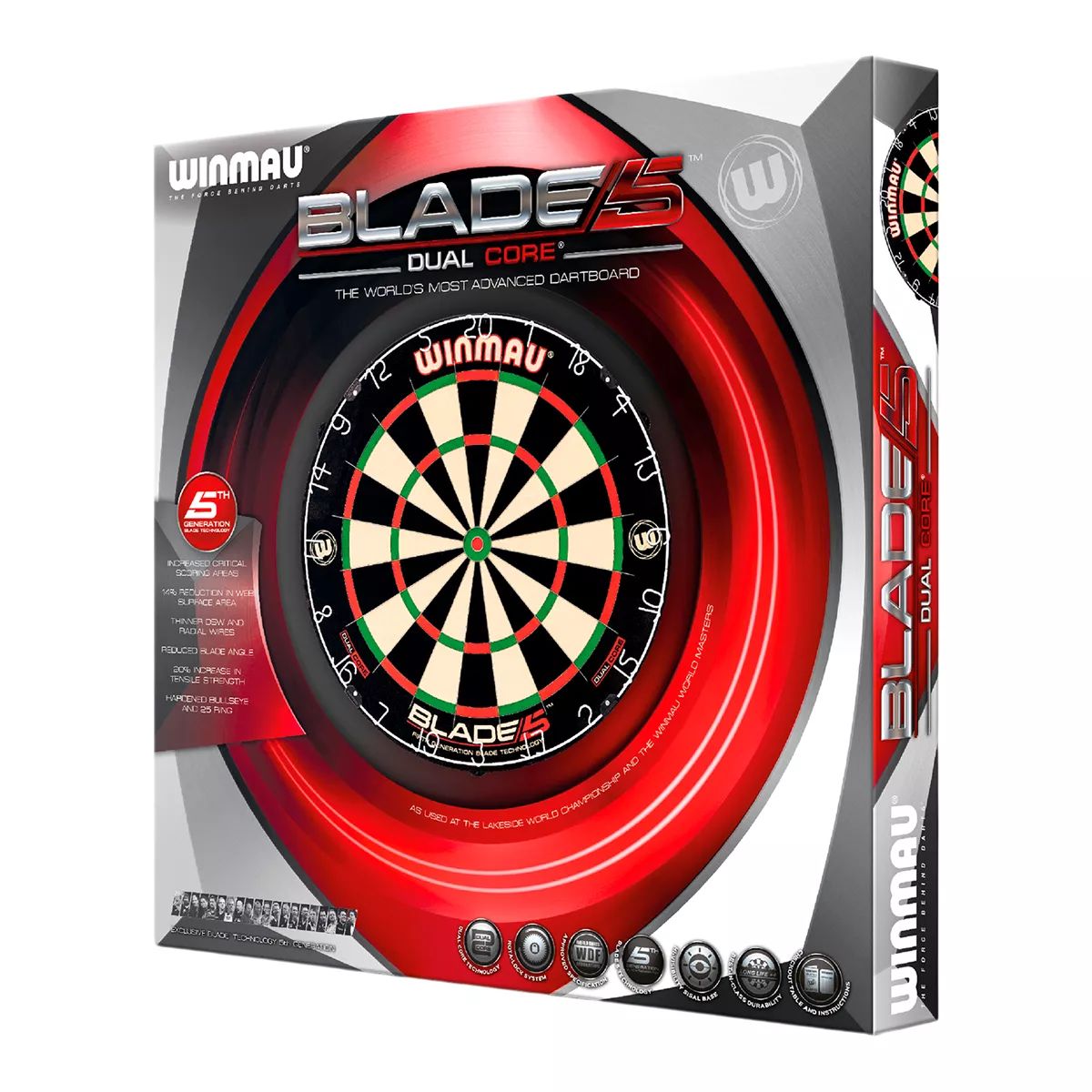 Winmau Blade 5 Dual Core Dartboard Front_Angled_Left