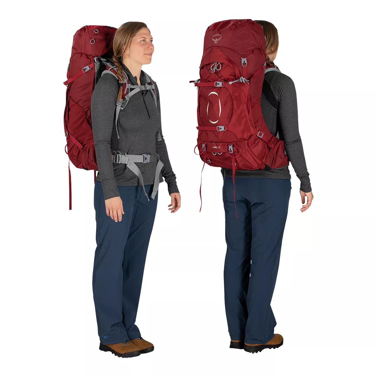 Sac à Dos De Randonnée Osprey Ariel 55 M/L - Rouge Claret - Neuf Avec Housse De Pluie