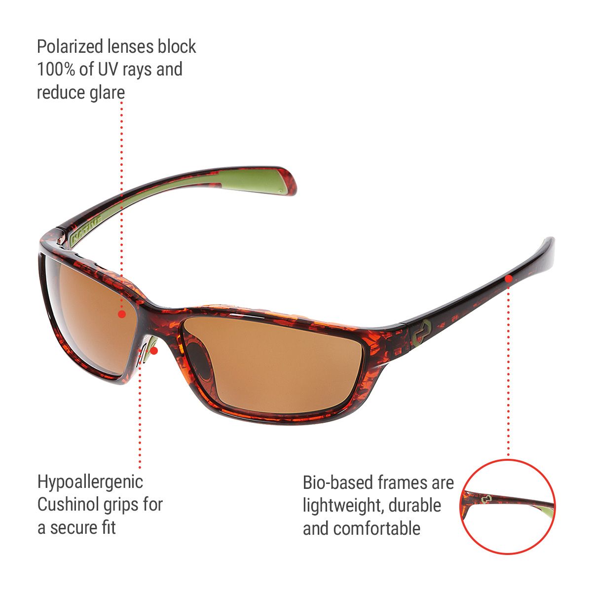 Native Men's/Women's Kodiak Rectangular Sunglasses, Polarized