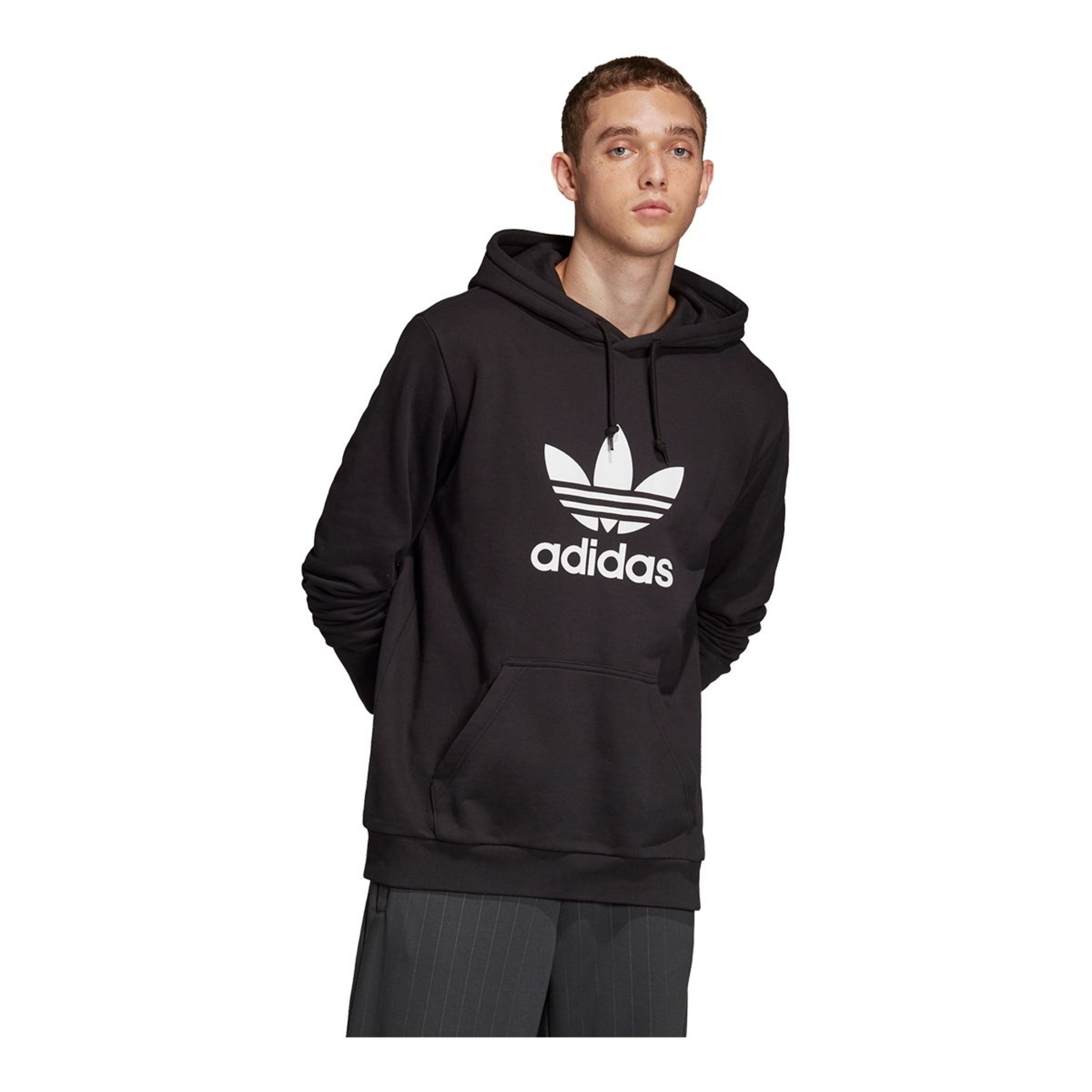 adidas Originals Men's Trefoil Warm Up Hoodie, Pullover, Cotton, Drawstring