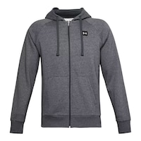 Under Armour Men's Rival Hoodie, Full Zip, Fleece, Drawstring Front_Flat