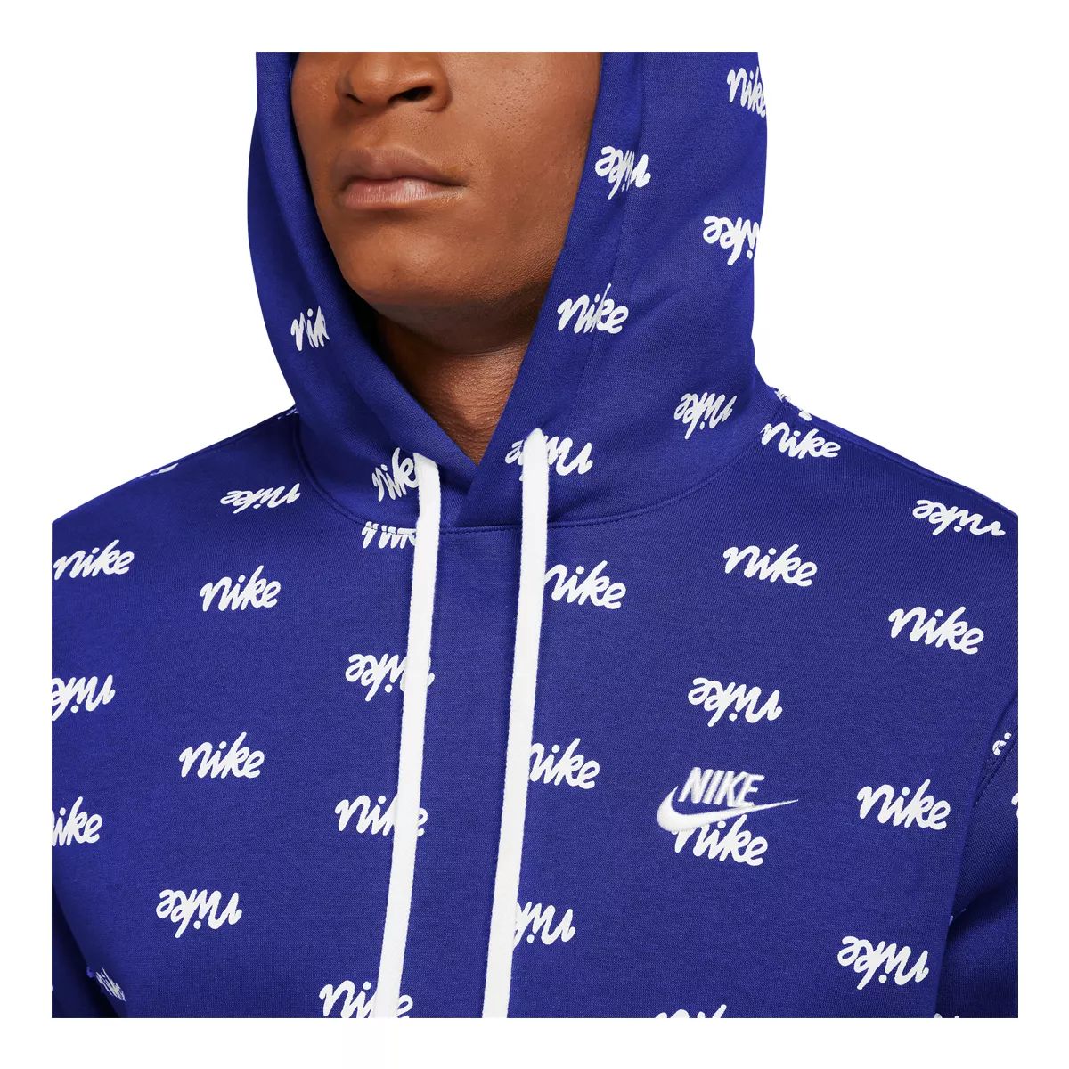 men's nike sportswear allover script club hoodie