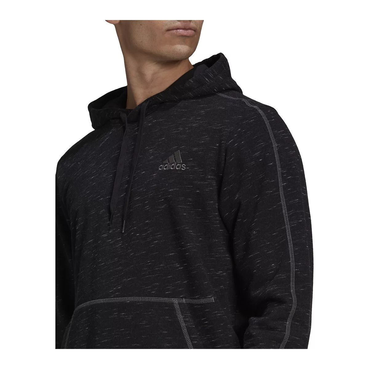 adidas Men's Melange Essentials Hoodie, Pullover, French Terry, Drawstring