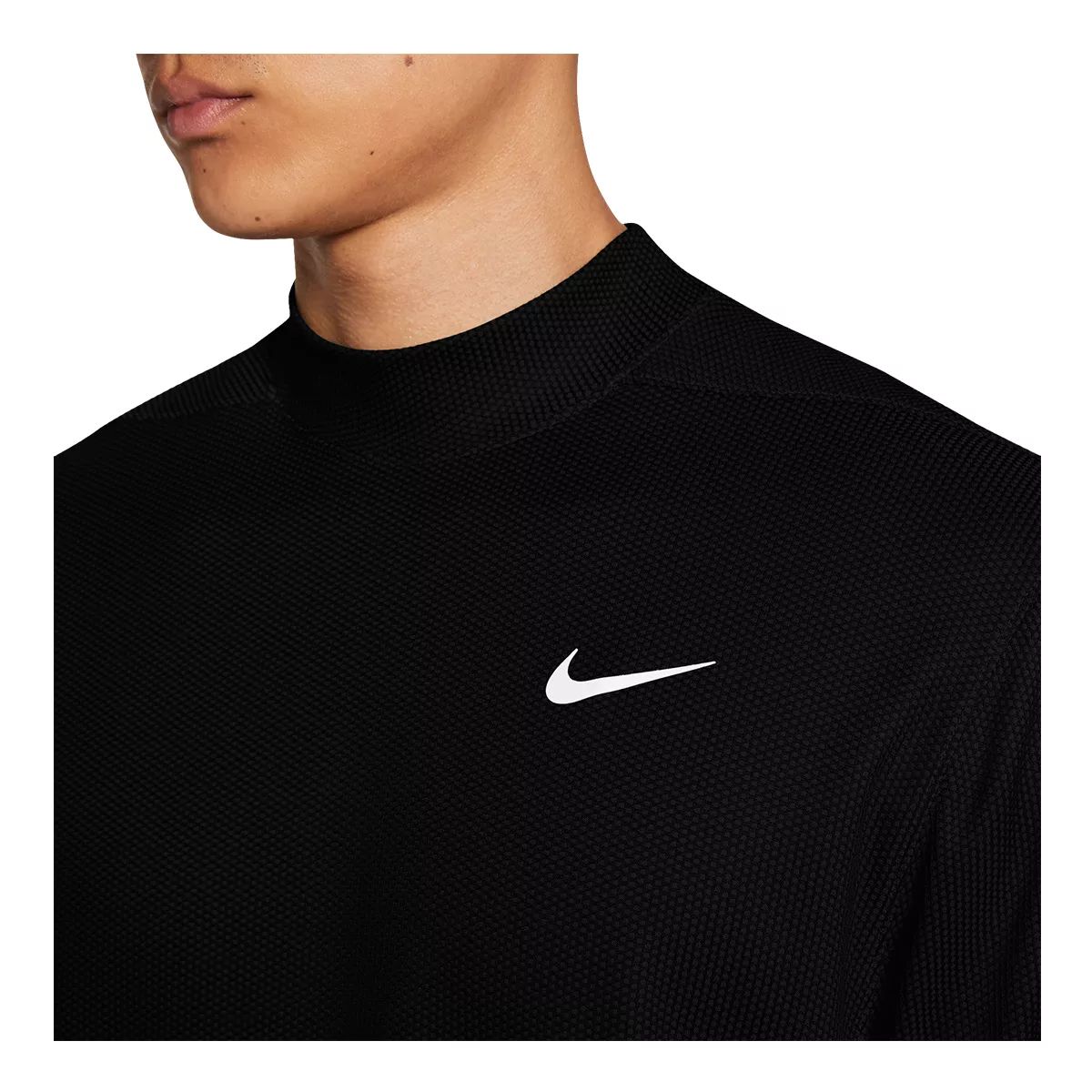 Nike Dri-FIT ADV Tiger Woods Men's Mock-Neck Golf Polo Shirt (as1, Alpha,  s, Regular, Regular, Black/White)